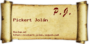 Pickert Jolán névjegykártya